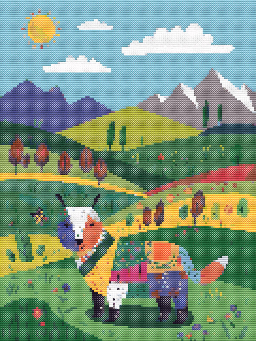 Brave Patchwork Pup | Cross-Stitch Pattern PDF | Cute Nursery Animal Embroidery | Patchwork Pals Series | 120×160 Stitches | DMC & Anchor Floss Key