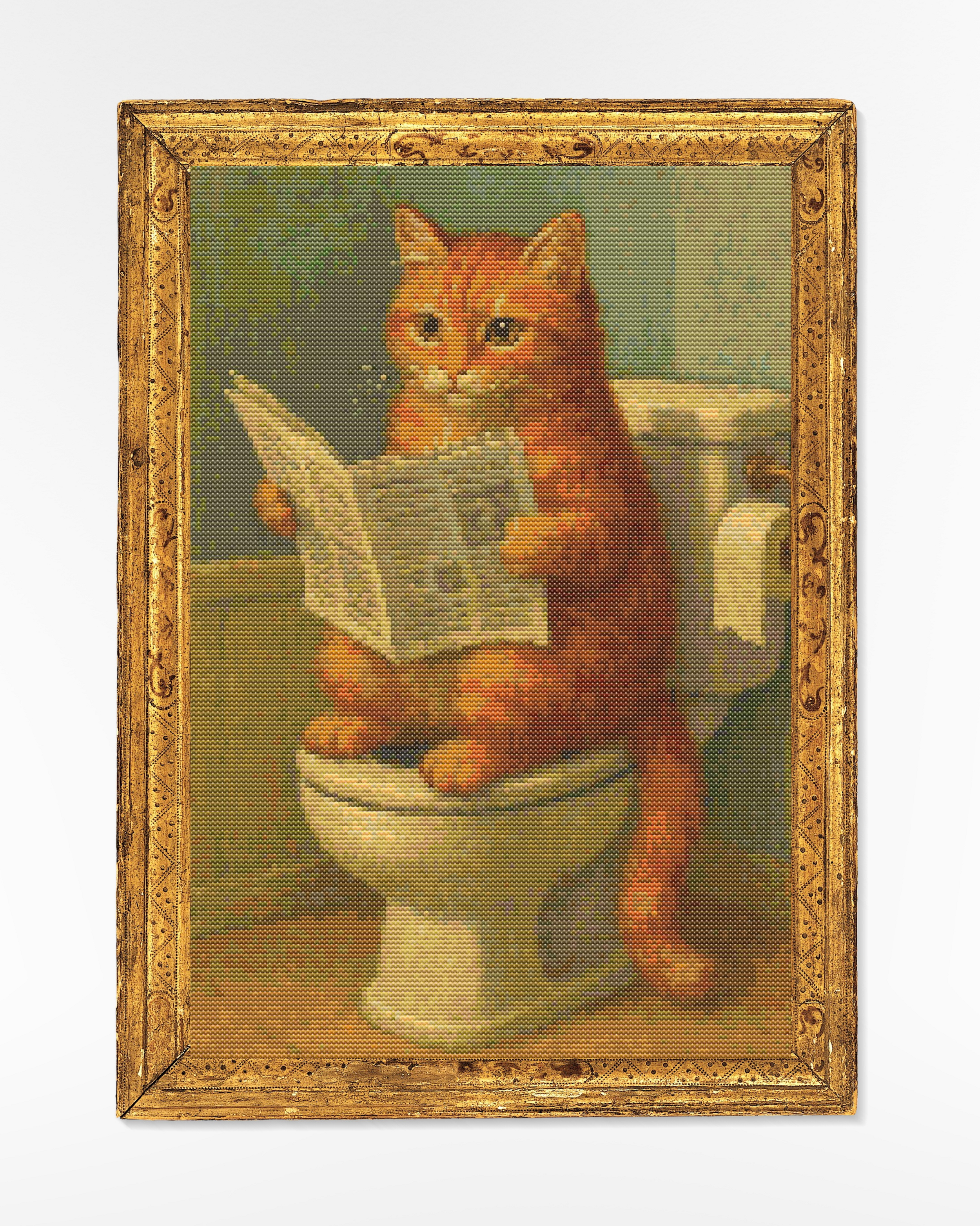 Paws for a Break – Funny Cat Bathroom Cross-Stitch Pattern | Whimsical Bathroom Décor | Artistic Embroidery Design for Cat Lovers (135 x 190 stitches) | DMC and ANCHOR conversion included