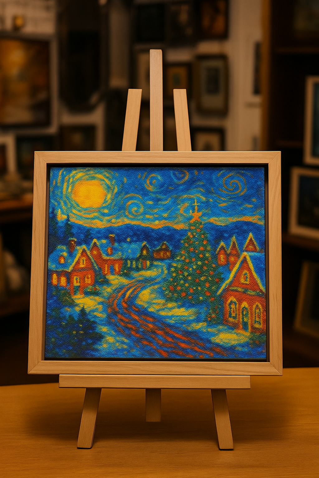 Starry Christmas Village – Van Gogh Style | Cross-Stitch Pattern (PDF) | Holiday Winter Night Embroidery Design (280 x 280 Stitches) | with DMC &amp; Anchor Floss Key