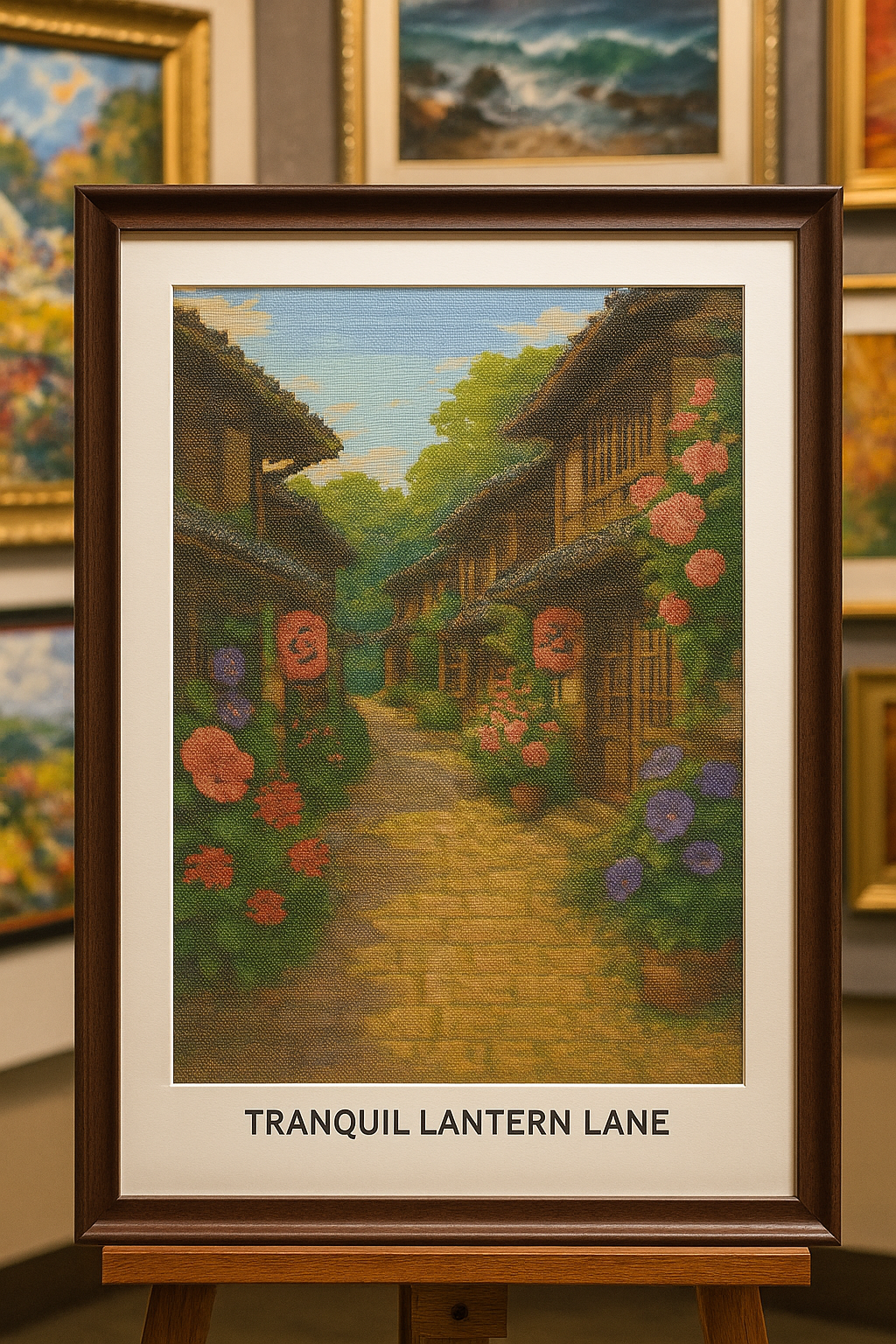 Tranquil Lantern Lane | Cross-Stitch Pattern (PDF) | Peaceful Japanese Street Scene (180 x 270 Stitches) | with DMC & Anchor Floss Key