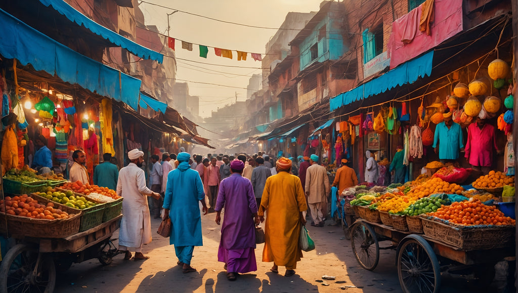 Vibrant Indian Market Cross Stitch Pattern PDF | Colorful Street Bazaar Embroidery Design | Exotic Cultural Scene Needlepoint | Indian Wall Art DIY