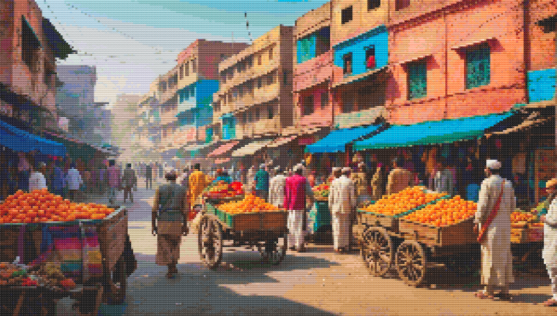 Colorful Cairo Bazaar Cross Stitch Pattern PDF | Egyptian Street Market Embroidery Design | Full Counted Cross Stitch Chart | Travel Wall Art |