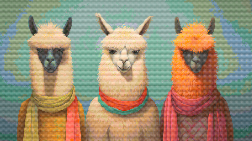 Colorful Llama Cross Stitch Pattern PDF | Modern Llama Trio Needlepoint Design | Cute Animal Wall Art Embroidery Pattern | Instant Download | Llama Decor